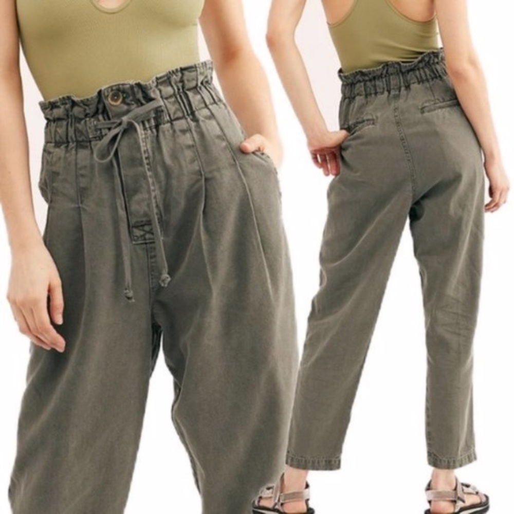 NWT FREE PEOPLE Margate Pleated Sugar Kelp Trouser - Picture 7 of 7